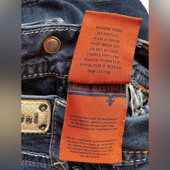 Rock Revival Blue Straight Leg Women's Jazlyn Jeans Mid Rise Sz 25 - Picture 9 of 14